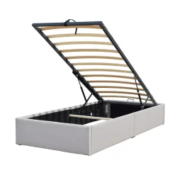 Lit coffre gris 90x190 cm - 12 lattes - montage rapide - confort optimal - usage quotidien - meuble pratique>King Of Dreams Hot