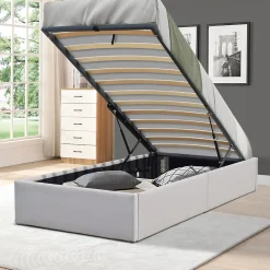 Lit coffre gris 90x190 cm - 12 lattes - montage rapide - confort optimal - usage quotidien - meuble pratique>King Of Dreams Hot