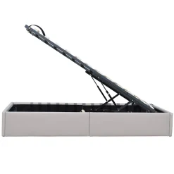 Lit coffre gris 90x190 cm - 12 lattes - Manon avec pieds - soutien ferme - confort optimal - usage quotidien - hautes performances><noscript><img width=