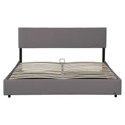 Corium Lit coffre Juva rembourré avec velours côtelé 160 x 200 cm gris* Lit Coffre