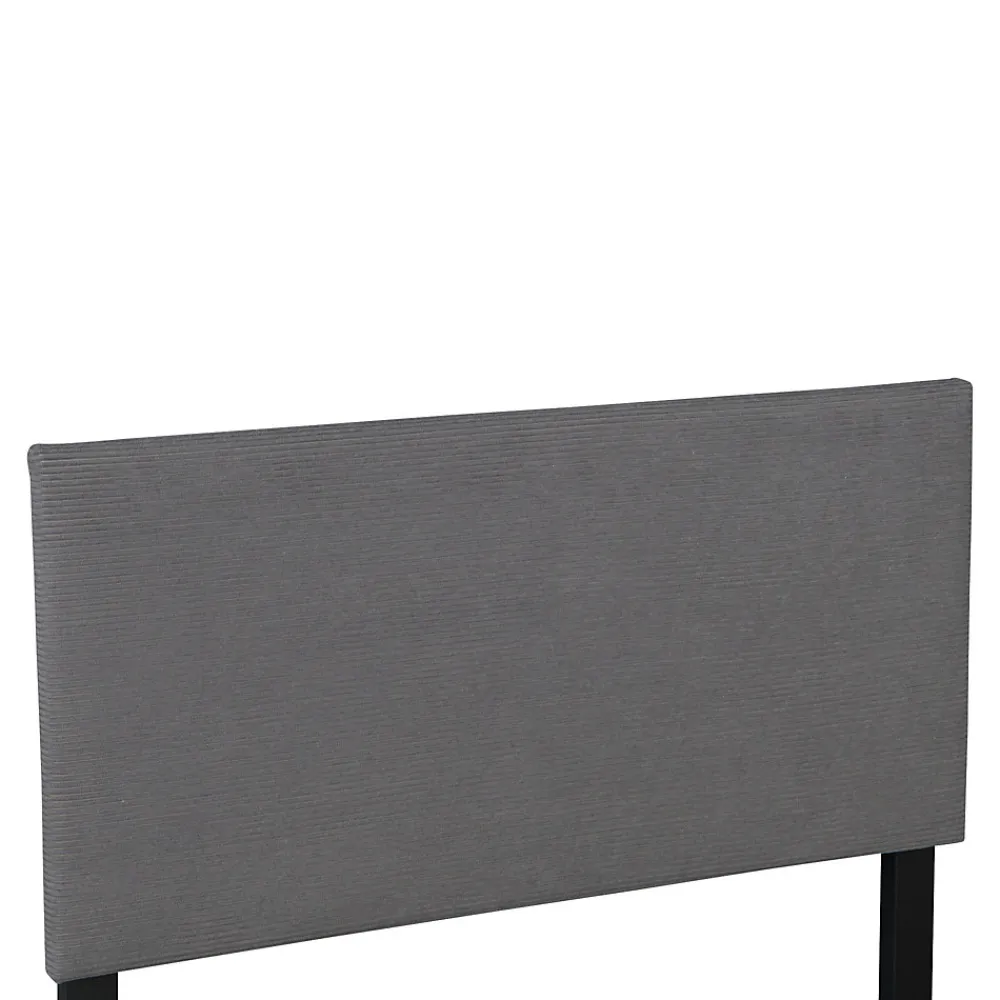 Lit coffre Juva rembourré avec velours côtelé 90 x 200 cm gris>Corium Online