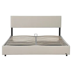 Corium Lit coffre Juva rembourré avec velours côtelé 180 x 200 cm beige* Lit Coffre