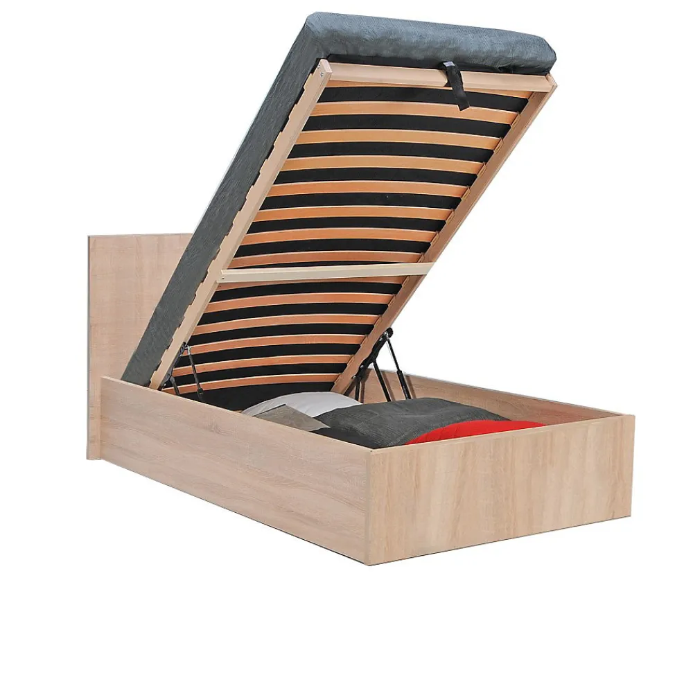 Lit coffre MADRID 90x190 + 1 sommier / Décor Chêne Blanchi>Weber Industries Best