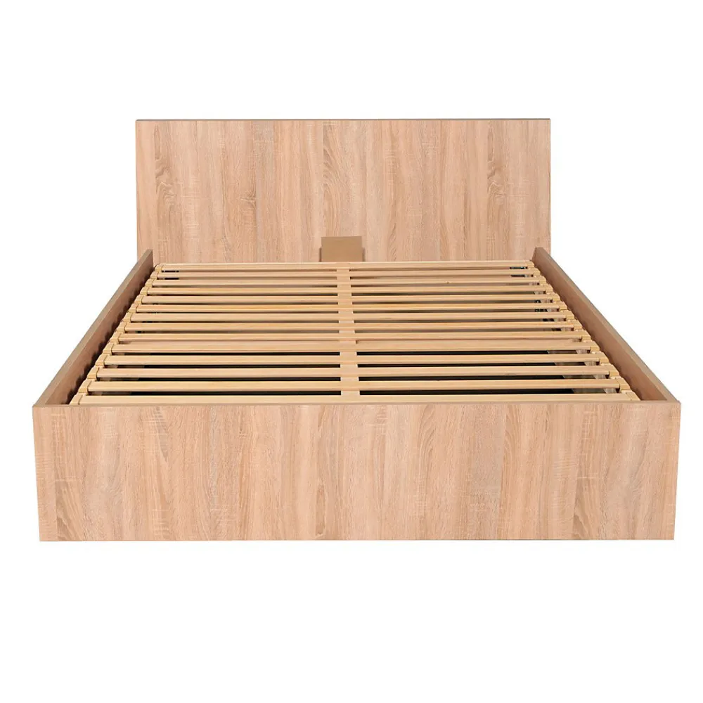Weber Industries Lit coffre MADRID 180x200 + 1 sommier / Décor Chêne Blanchi* Lit Coffre