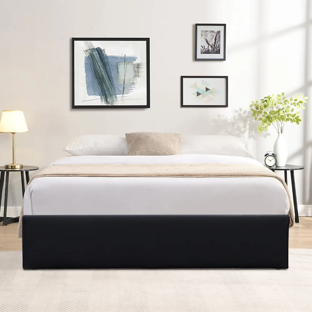 Lit coffre noir - 180x200 cm - avec pieds - facile à monter et entretenir - soutien optimal - confort - usage quotidien ->Nuits D'Or