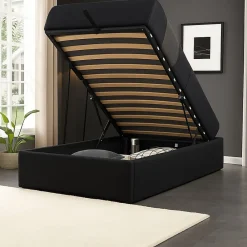 Nuits D'Or Lit coffre noir 90x200 cm - 12 lattes - pieds inclus - soutien ferme - confort optimal - gain de place* Lit Coffre