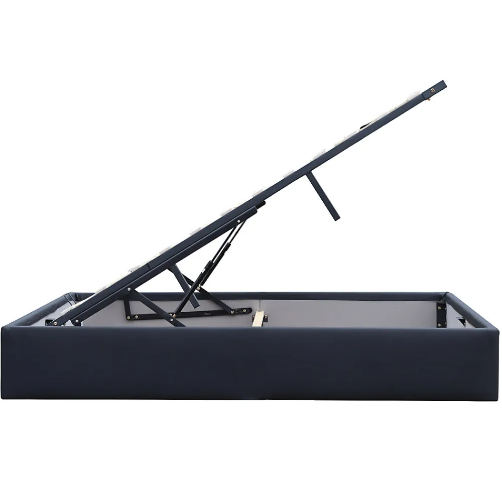 Lit coffre noir 140x200 cm - dehoussable - montage rapide - confort optimal - design moderne ->Nuits D'Or Discount