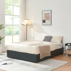 [En.Casa] Lit coffre Nola simili 140 x 200 cm noir en.casa* Lit Coffre