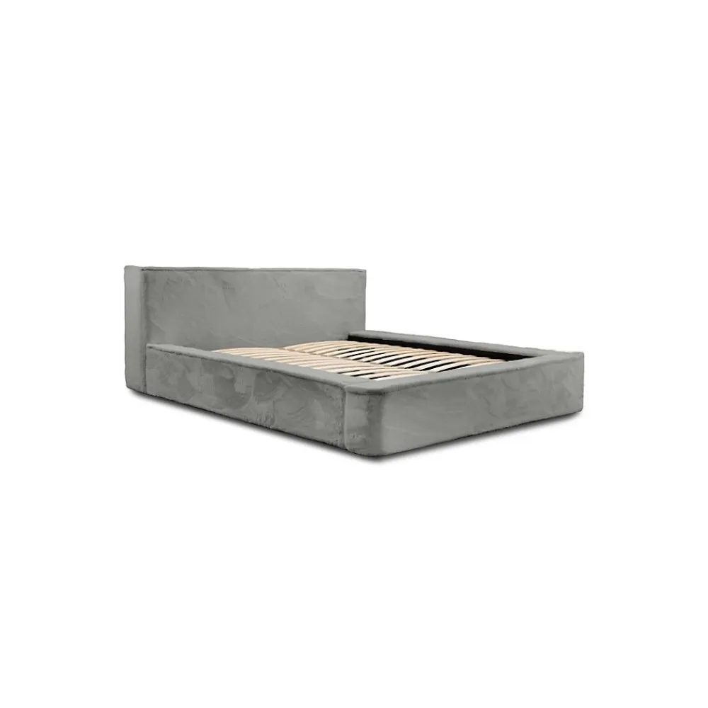 Meublorama Lit coffre ORLANE Gris Charbon minéral polaire 180x200 cm Sommier relevable Design haut de gamme* Lit Double