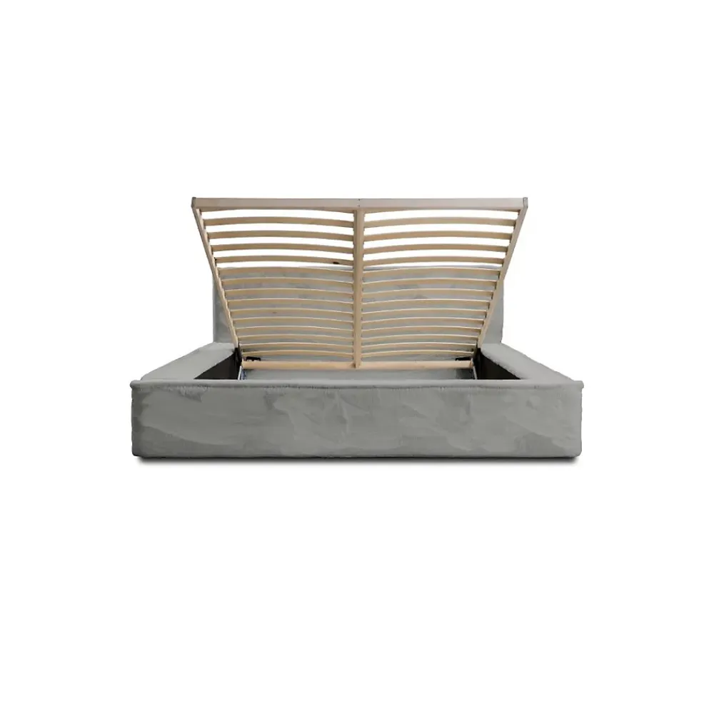 Meublorama Lit coffre ORLANE Gris Charbon minéral polaire 180x200 cm Sommier relevable Design haut de gamme* Lit Double