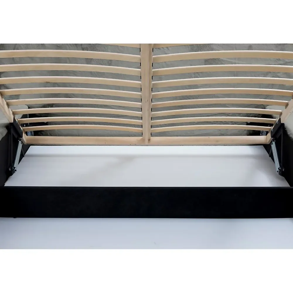 Meublorama Lit coffre ORLANE Gris Charbon minéral polaire 180x200 cm Sommier relevable Design haut de gamme* Lit Double