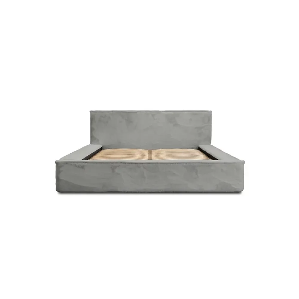 Meublorama Lit coffre ORLANE Gris Charbon minéral polaire 180x200 cm Sommier relevable Design haut de gamme* Lit Double