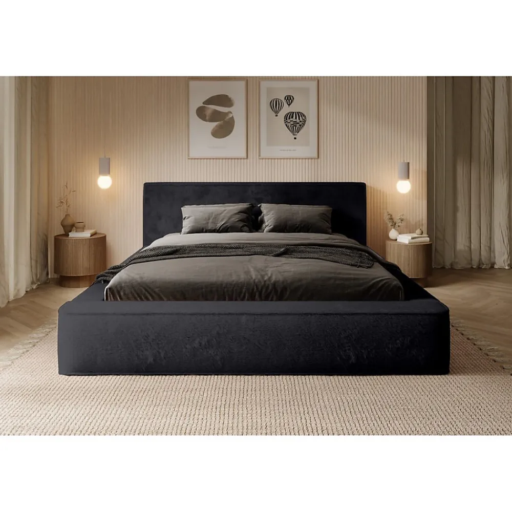 Lit coffre ORLANE Noir Ardoise polaire 160x200 cm Sommier relevable Design haut de gamme>Meublorama Online