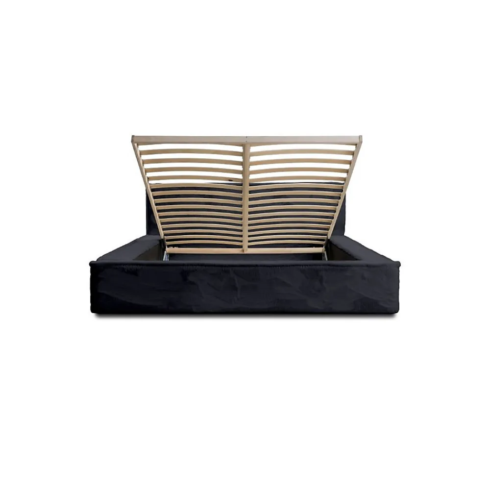 Lit coffre ORLANE Noir Ardoise polaire 160x200 cm Sommier relevable Design haut de gamme>Meublorama Online