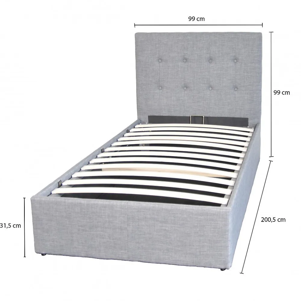Weber Industries Lit coffre PARMA 90x190 + 1 sommier / Gris clair* Lit Simple
