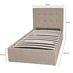 Weber Industries Lit coffre PARMA 90x190 + 1 sommier / Beige* Lit Simple