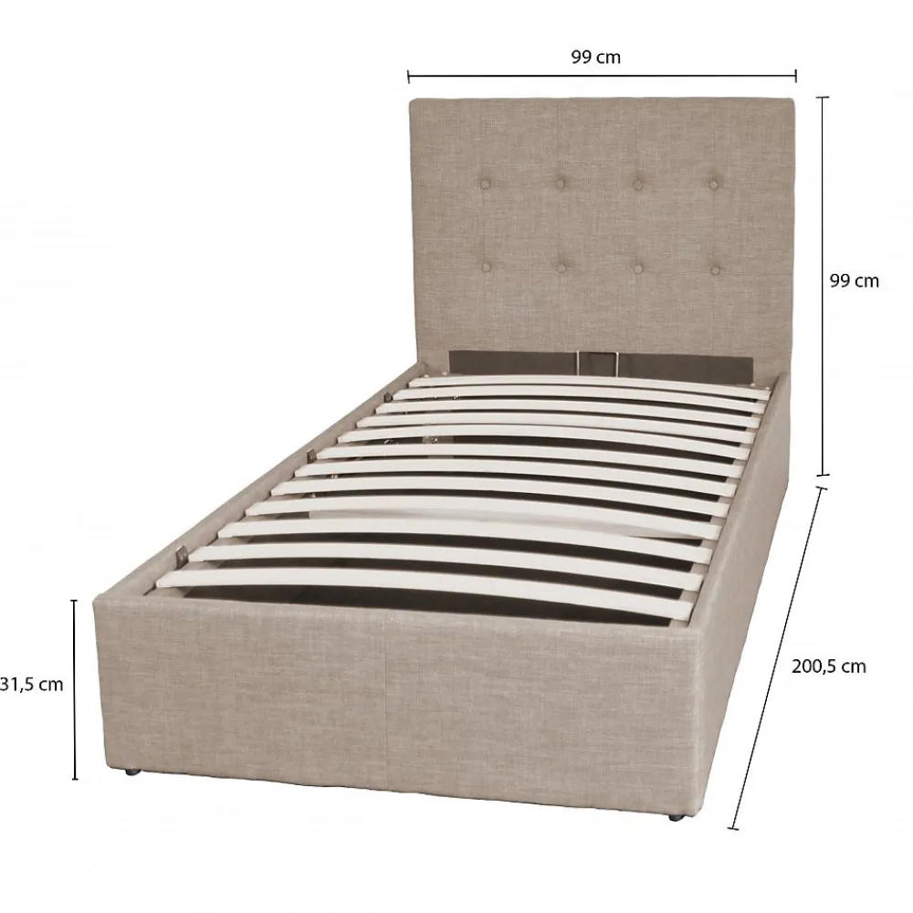 Weber Industries Lit coffre PARMA 90x190 + 1 sommier / Beige* Lit Simple