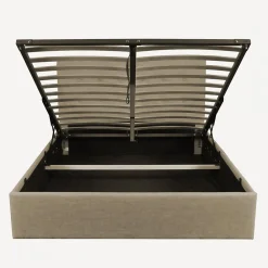 Lit coffre PARMA 140x190 + 1 sommier / Beige><noscript><img width=