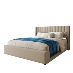 Lit Coffre Rangement Rembourré Hydraulique Sommier Métal 160x200 Lin Beige>Blackcolors Sale