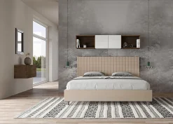 Ityhome Lit coffre rembourré en simili cuir gris tourterelle Sunny 200x210* Lit Coffre