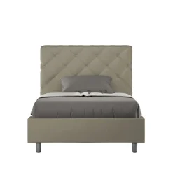 Lit coffre rembourré en simili cuir Priya cappuccino 120x200>Ityhome Online