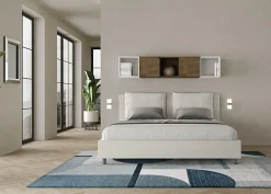 Ityhome Lit coffre rembourré en simili cuir blanc Antea 180x200* Lit Coffre