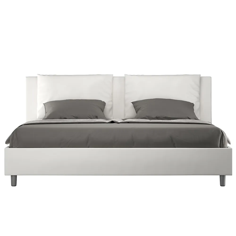 Ityhome Lit coffre rembourré en simili cuir blanc Antea 180x200* Lit Coffre