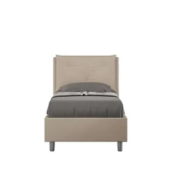 Lit coffre rembourré en simili cuir gris tourterelle Appia 80x210>Ityhome Clearance