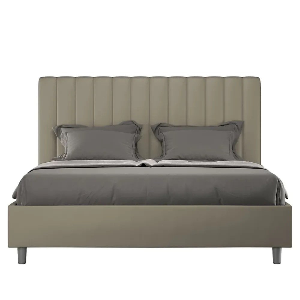 Ityhome Lit coffre rembourré en simili cuir Agueda cappuccino 160x210* Lit Coffre