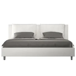 Lit coffre rembourré en simili cuir blanc Antea 200x200>Ityhome