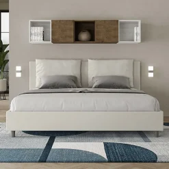 Ityhome Lit coffre rembourré simili cuir blanc Antea 180x190* Lit Coffre