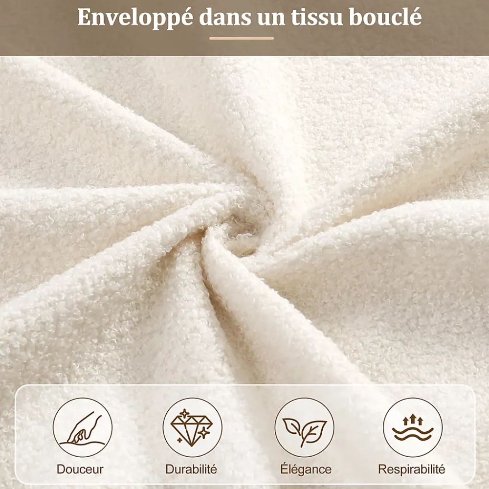 ModernLuxe Lit coffre rembourré 140x190 cm avec rangement - Tête de lit rembourrée - Sommier à lattes - Tissu bouclé - Beige(sans matelas)* Lit Coffre