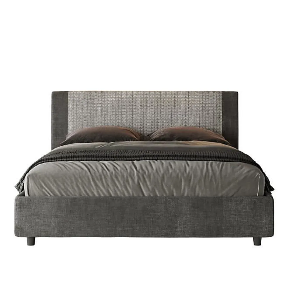 Lit coffre rembourré 160x190 en tissu Labirinto 02 gris Rosal>Ityhome Sale
