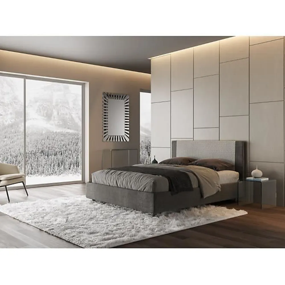 Lit coffre rembourré 160x190 en tissu Labirinto 02 gris Rosal>Ityhome Sale