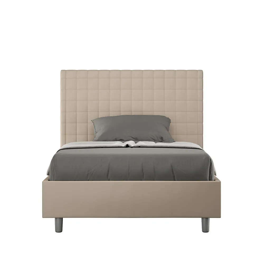 Lit coffre rembourré 120x200 Sunny simili cuir gris tourterelle>Ityhome Sale