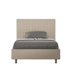Lit coffre rembourré 120x200 Sunny simili cuir gris tourterelle>Ityhome Sale