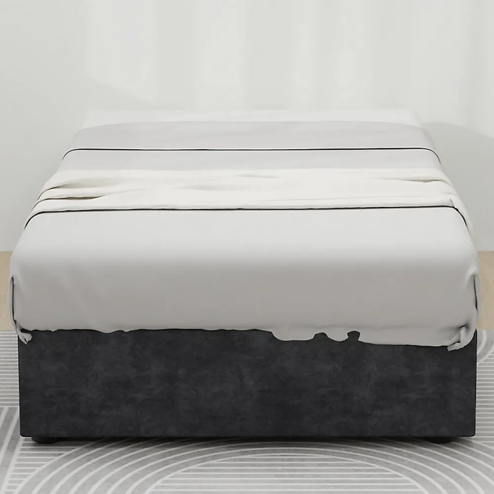Okwish Lit Coffre Simple 90x200 cm - Lit Avec Vérin Pour Ouverture Facile, Bas et Moderne, Sans Tête de Lit, Sans Matelas, Velours Gris* Lit Coffre