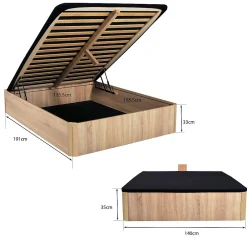Weber Industries LIT COFFRE SPIRO 140x190cm + 1 SOMMIER / Décor Chêne Blanchi* Lit Coffre