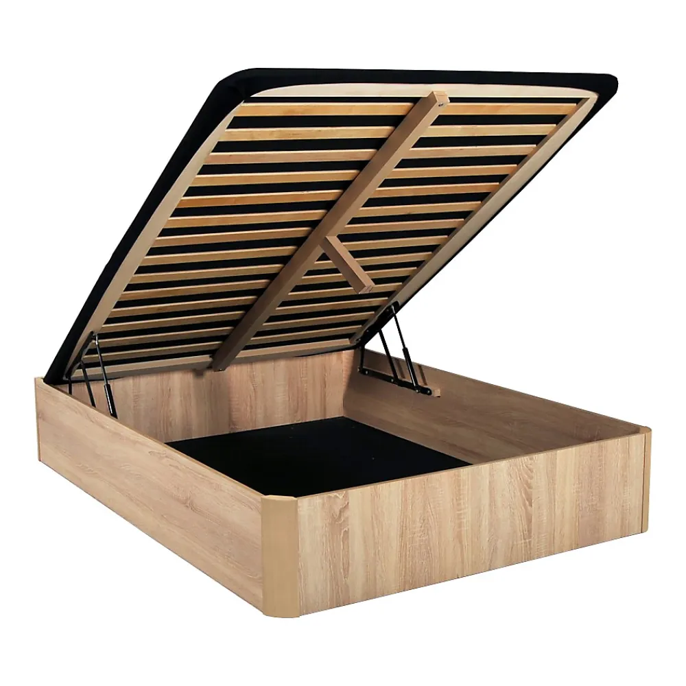 Weber Industries LIT COFFRE SPIRO 140x190cm + 1 SOMMIER / Décor Chêne Blanchi* Lit Coffre