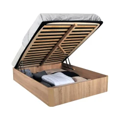Weber Industries LIT COFFRE SPIRO 180x200cm + 1 SOMMIER / Décor Chêne Blanchi* Lit Coffre