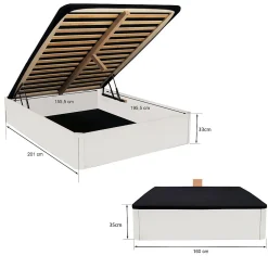 LIT COFFRE SPIRO 160x200cm + 1 SOMMIER / BLANC><noscript><img width=