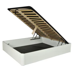 LIT COFFRE SPIRO 160x200cm + 1 SOMMIER / BLANC><noscript><img width=