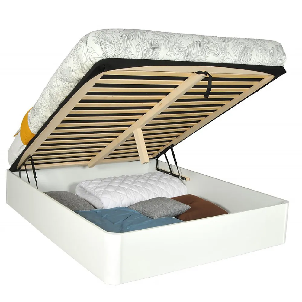 Weber Industries LIT COFFRE SPIRO 140x190cm + 1 SOMMIER / BLANC* Lit Coffre