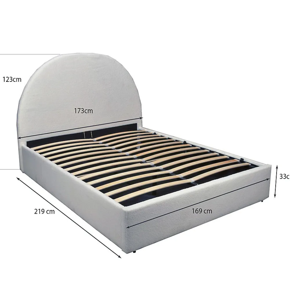 LIT COFFRE TISSU BOUCLETTE 160x200 SHERPA + SOMMIER / Blanc>Weber Industries New