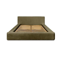 Lit coffre VELORA Olive bouclé 160x200 cm Tissu velours doux Sommier relevable Rangement intégré>Meublorama Hot