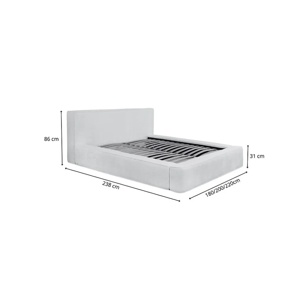 Lit coffre VELORA Olive bouclé 160x200 cm Tissu velours doux Sommier relevable Rangement intégré>Meublorama Hot