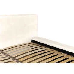 Lit coffre VELORA Perle 160x200 cm Tissu velours doux Sommier relevable Rangement intégré><noscript><img width=