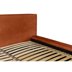 Meublorama Lit coffre VELORA Terracotta 160x200 cm Tissu velours doux Sommier relevable Rangement intégré* Lit Double