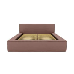 Lit coffre VELORA Terre-cuite bouclé 160x200 cm Tissu velours doux Sommier relevable Rangement intégré>Meublorama Clearance