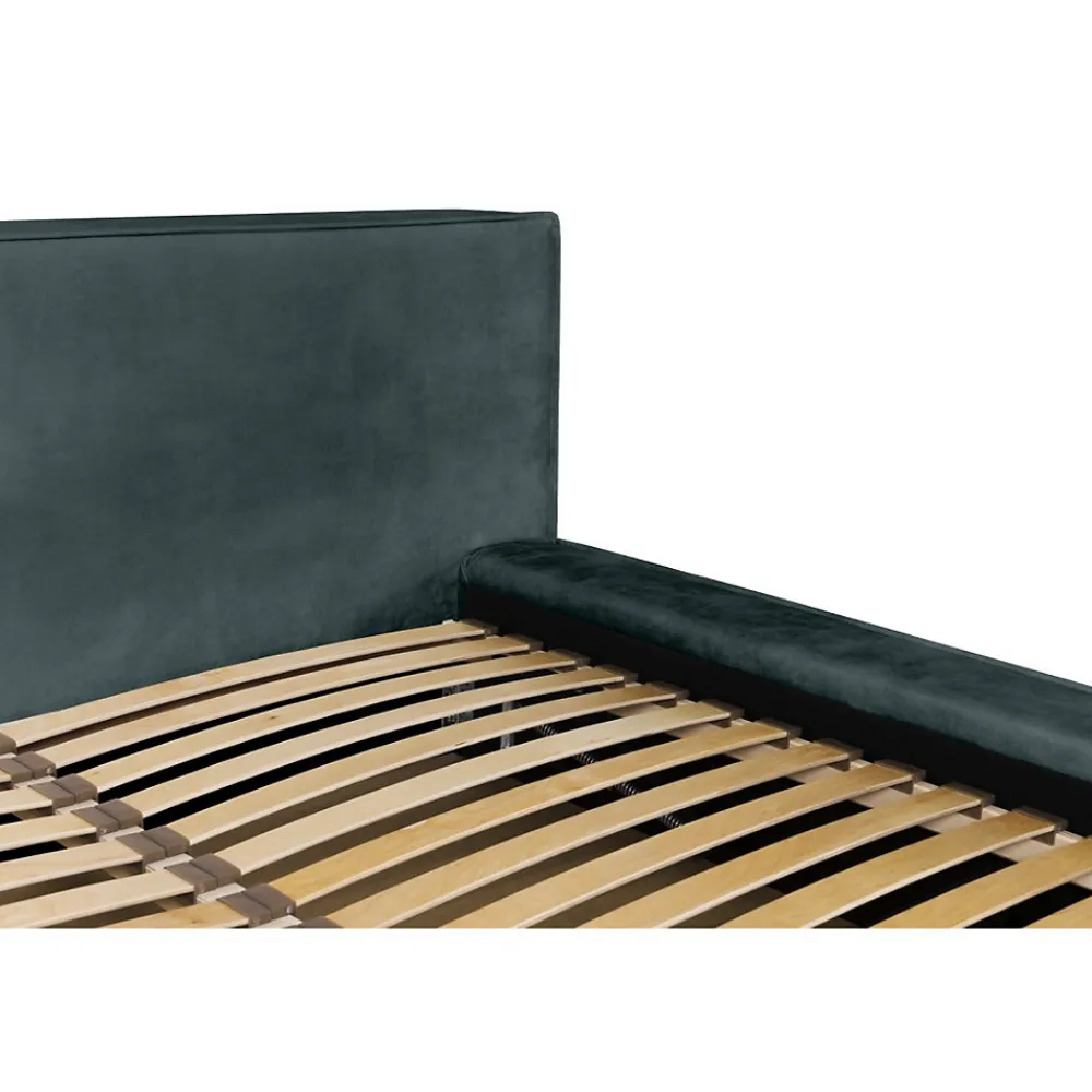 Lit coffre VELORA Vert émeraude 180x200 cm Tissu velours doux Sommier relevable Rangement intégré>Meublorama Outlet